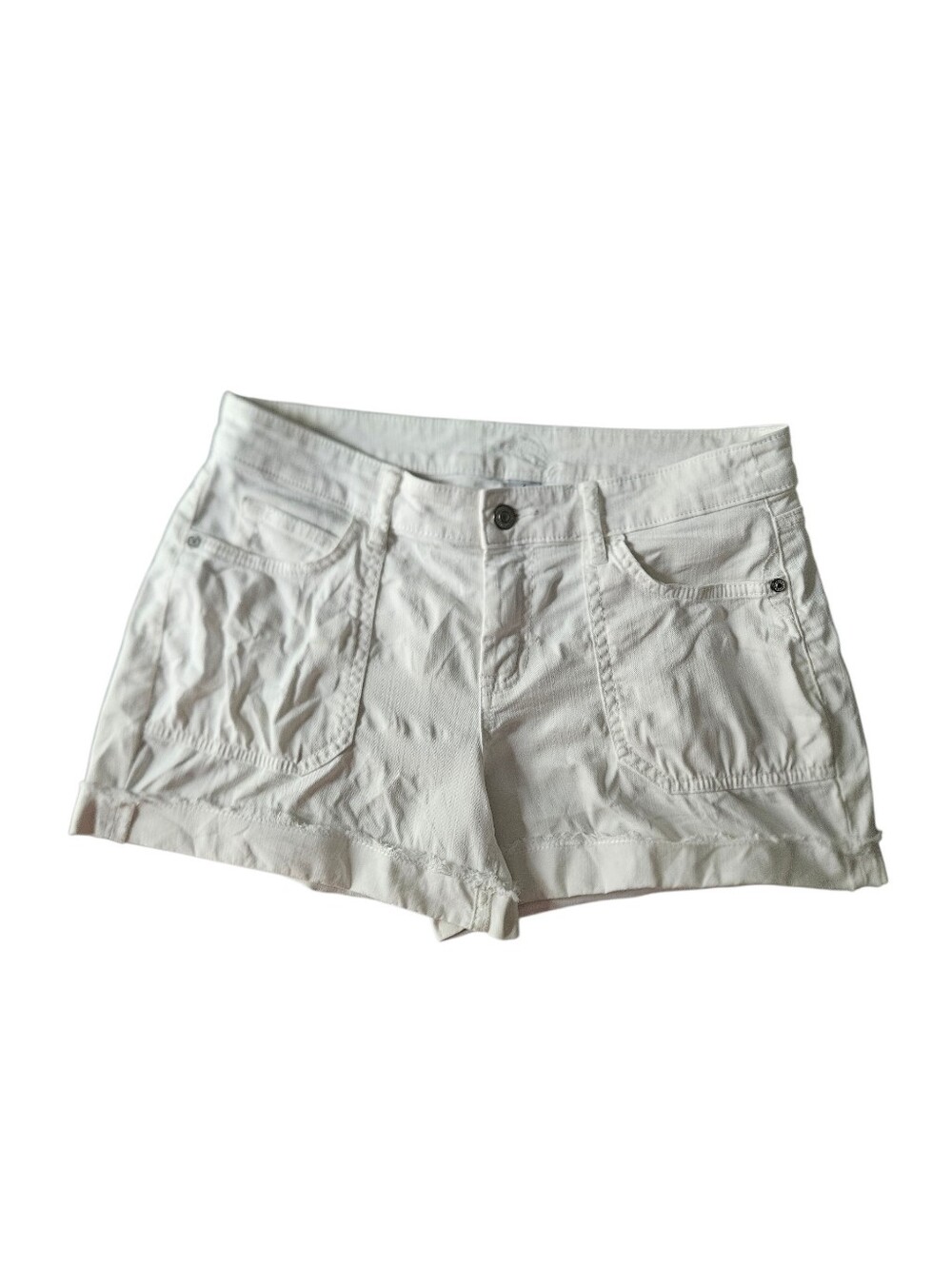 TOMMY BAHAMA White Denim Cuffed Cutoff Utility Shorts | SZ 4